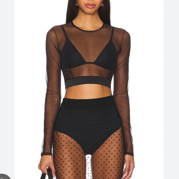 Kiki de Montparnasse
Illusion crop top Sheer Brown Long Sleeve blouse Revolve XS - Picture 1 of 11